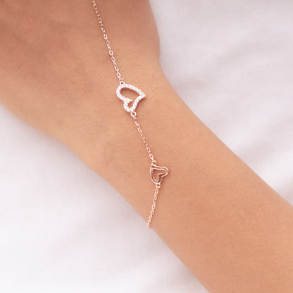 Rose Gold Dual Heart Bracelet