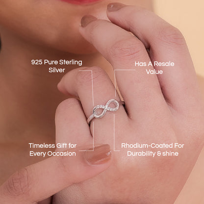 Love Infinity Adjustable Silver Ring