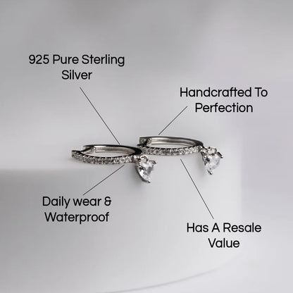 Wavy Drops Huggies SIlver Earrings