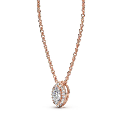 Rose Gold Halo Marquise Pendant