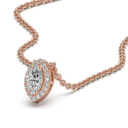Rose Gold Halo Marquise Pendant