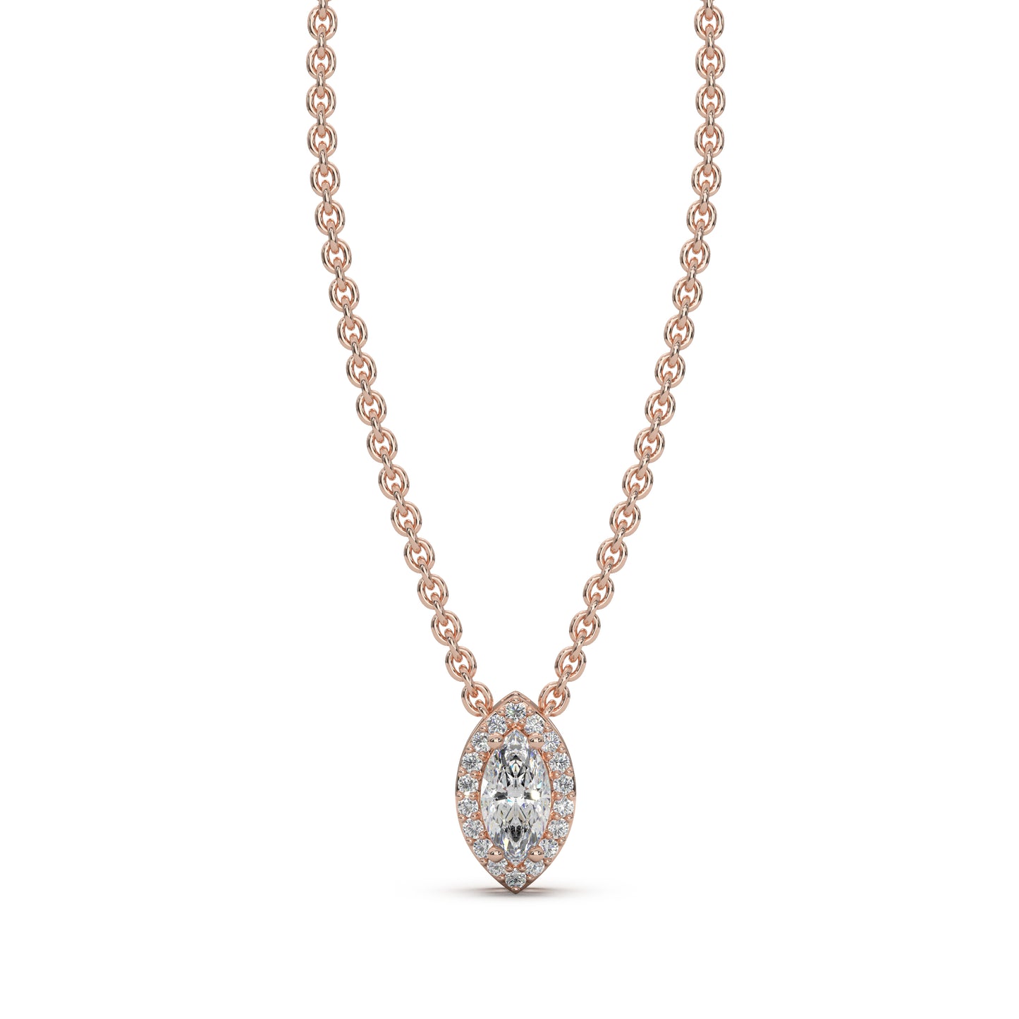 Rose Gold Halo Marquise Pendant