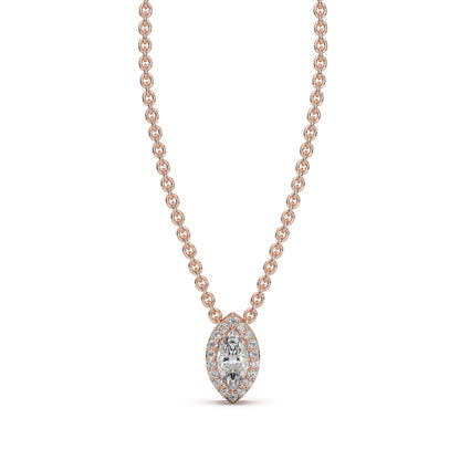 Rose Gold Halo Marquise Pendant