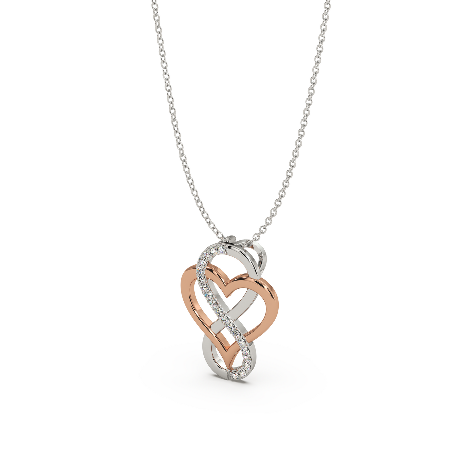 Sparkling Infinity Heart pendant- Dual tone