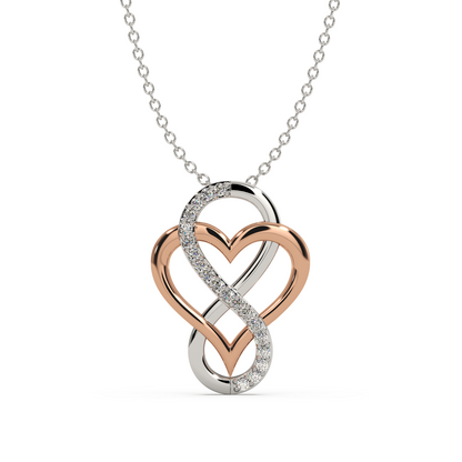 Sparkling Infinity Heart pendant- Dual tone