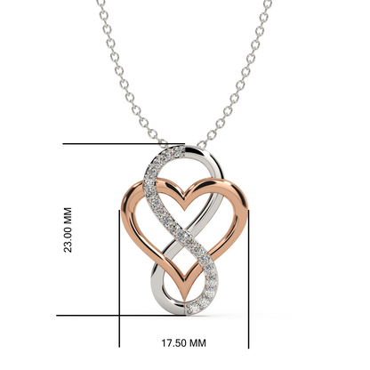 Sparkling Infinity Heart pendant- Dual tone