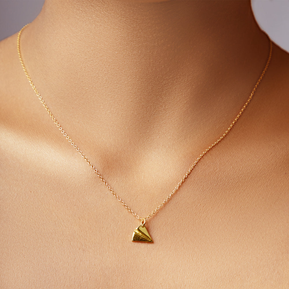 Golden Origami Traveller Aeroplane Pendant