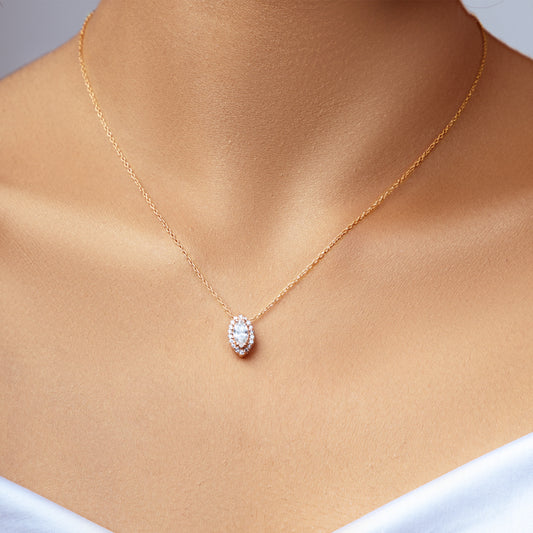 Rose Gold Halo Marquise Pendant