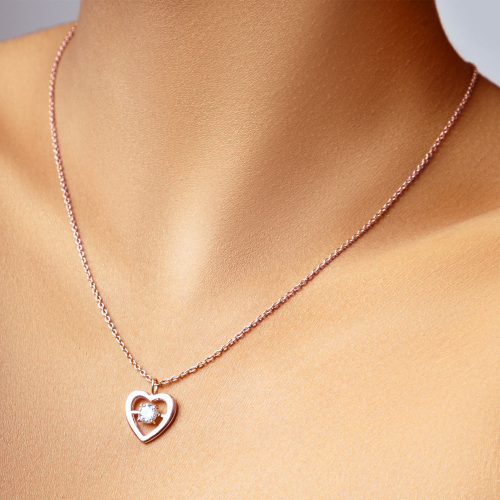 Rose Gold Timeless Romance Heart Pendant