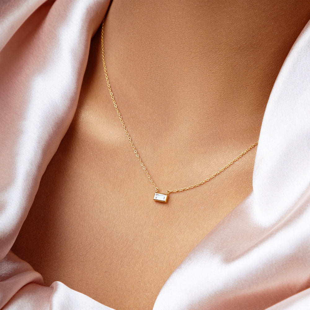 Golden  Baguette Minimal Pendant