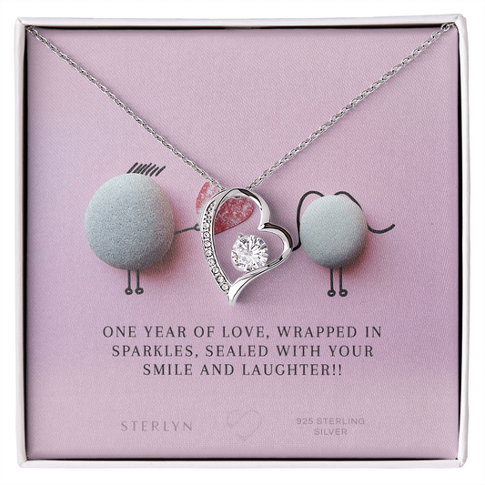One Year Of Love, Wrapped In Sparkles, Sealed With Your Smile And  Laughter!! Comes With Love Forever Pendent.
