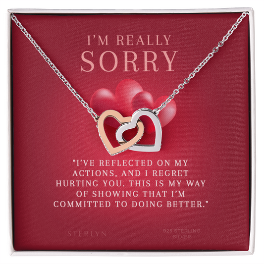 Love & Apology Gift Gift For Her - I've Reflected On My Action,Interlocking Heart Pendant