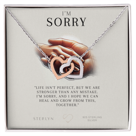 I'm Sorry Gift For Her - Life is Not Perfect,Interlocking Heart Pendant