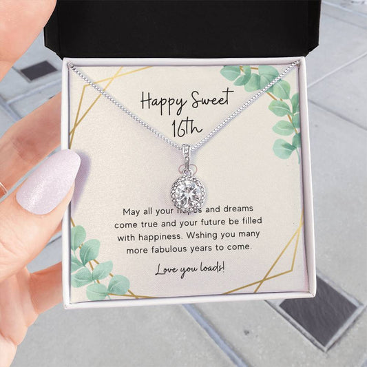 Happy Birthday - Sweet 16th Birthday Gift Necklace - 925 Pure Silver Necklace