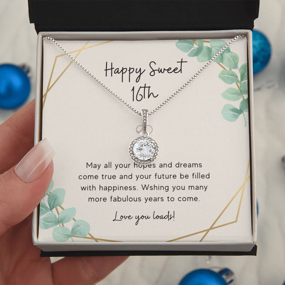 Happy Birthday - Sweet 16th Birthday Gift Necklace - 925 Pure Silver Necklace