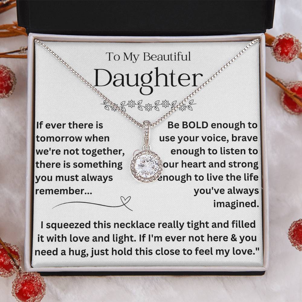 To My Daughter - I Squeezed this Necklace Message Card - 925 Pure Silver Necklace