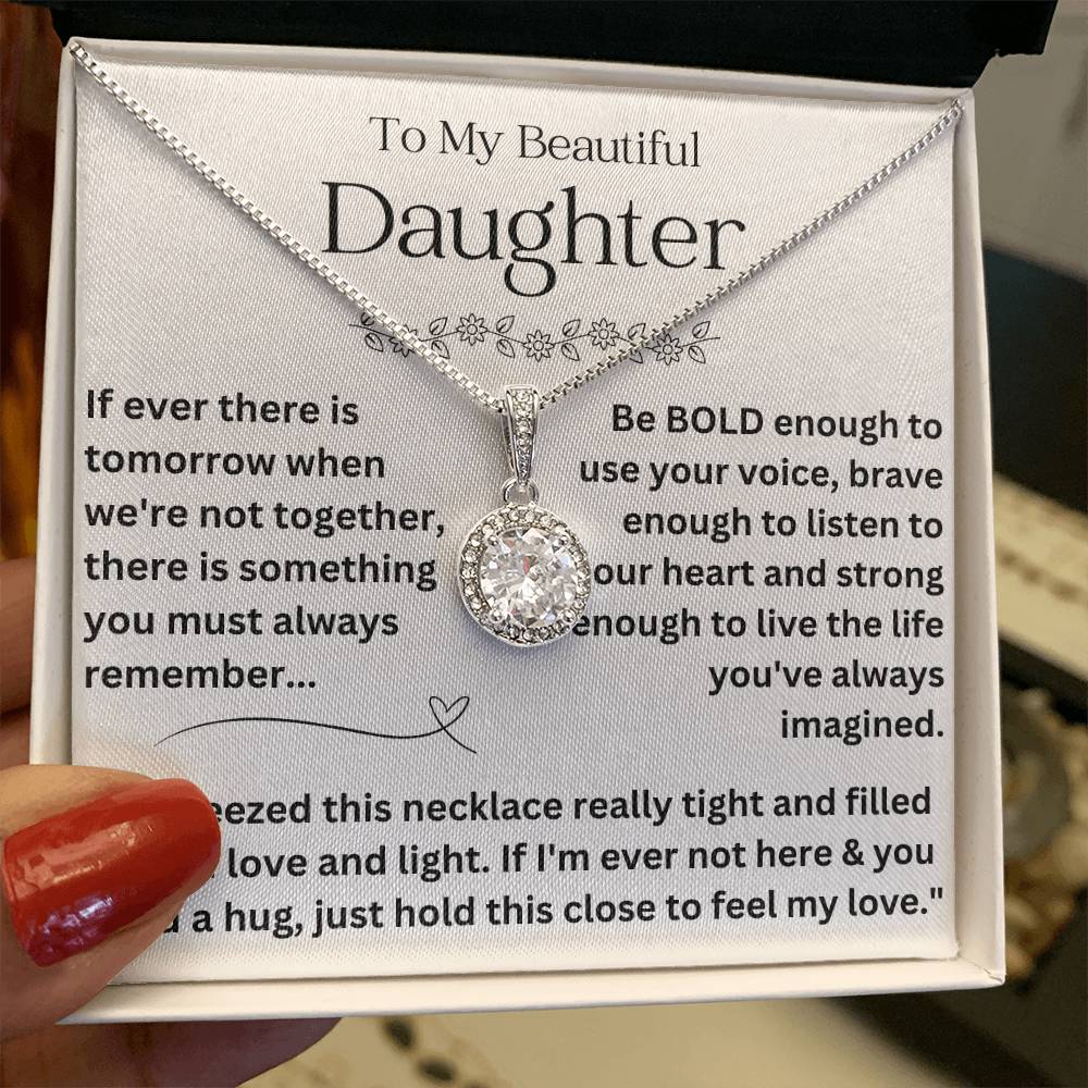 To My Daughter - I Squeezed this Necklace Message Card - 925 Pure Silver Necklace