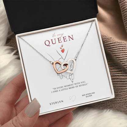 To My Queen-In Every Moment With You ,Interlocking Heart Pendent