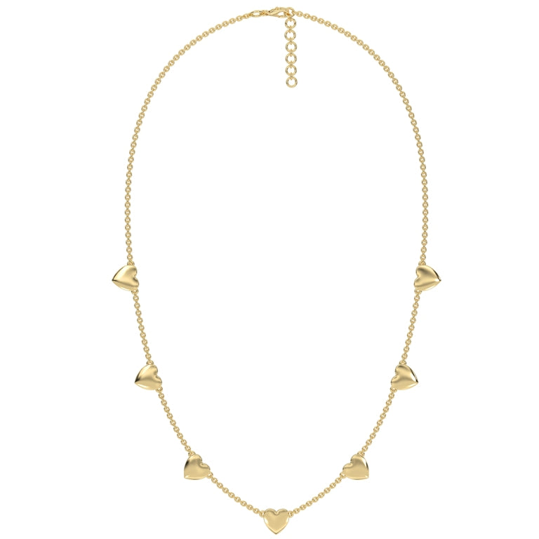 Hearts in a row choker golden necklace