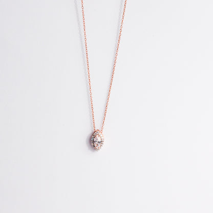 ROSE GOLD HALO MARQUISE PENDANT