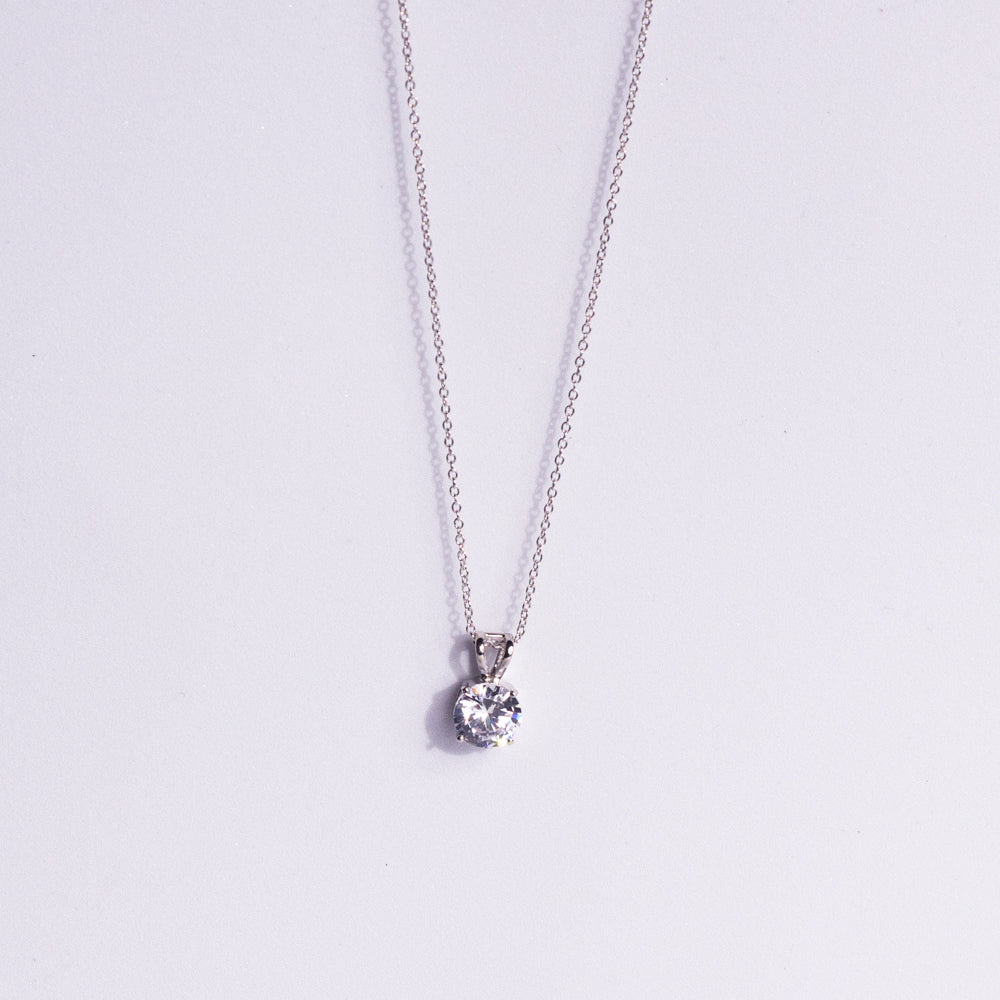 Classic Silver Solitaire Pendant