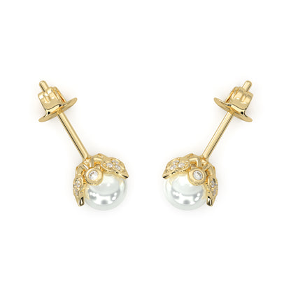 FLORAL PEARL STUDS