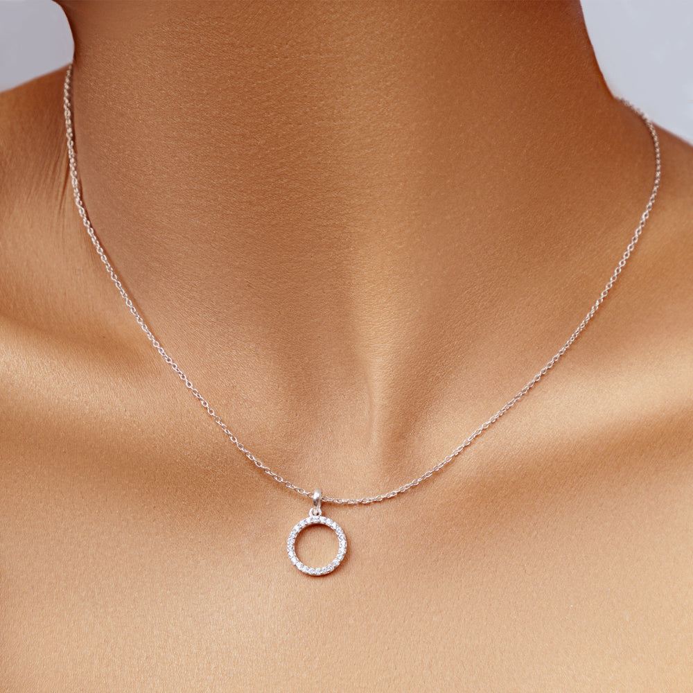 Pure Silver Disc Evil Eye Necklace – Curio Cottage