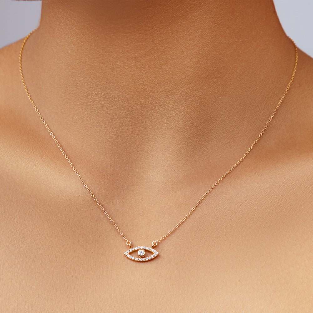 Gold Plated Evil Eye Necklace Pendant Choker Necklace for Women Gift -  China 18K Gold Plated and Brass Necklace price | Made-in-China.com